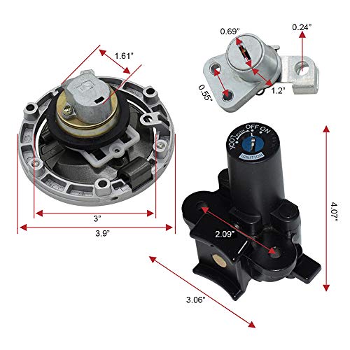 Feiteplus Compatible with Kawasaki Ninja 250R EX250J 300 EX300 2008-2015 Motorcycle Ignition Switch Kit Assembly Fuel Gas Cap Tank Cover with 2 Keys - Image 4