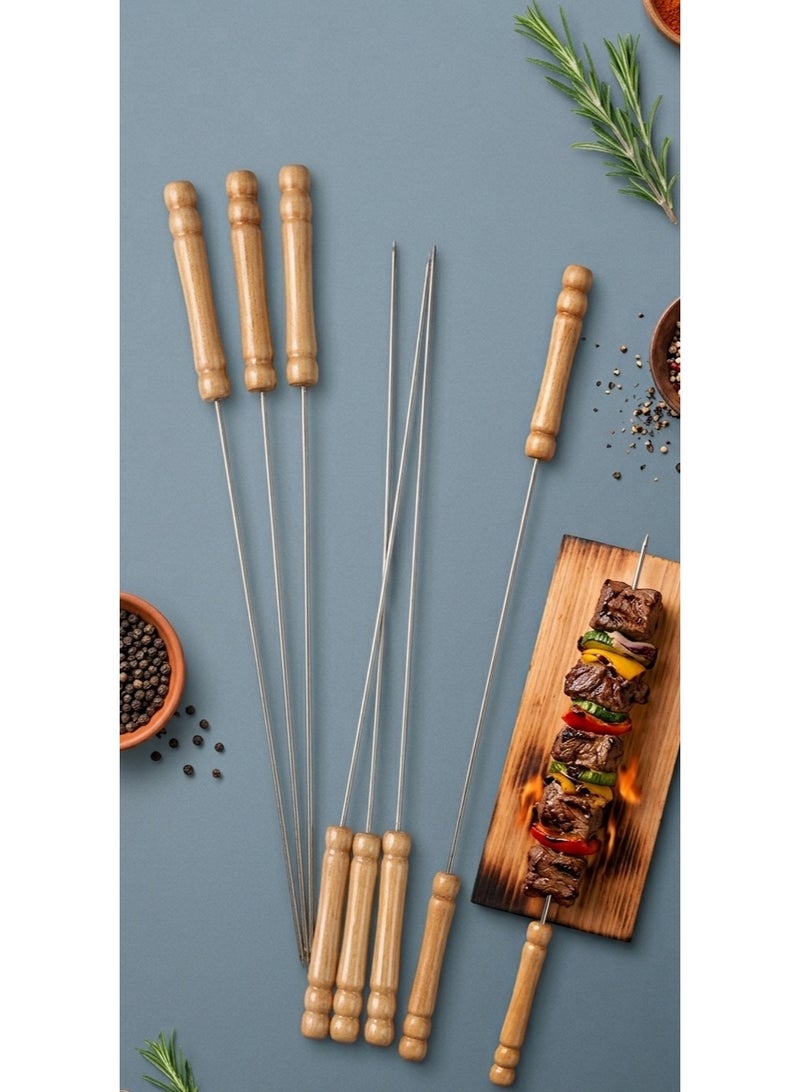 إل تي أر LTR L1001 BBQ Skewer Set – 6-Piece Stainless Steel Set, 42cm, Reusable & Durable - Image 1