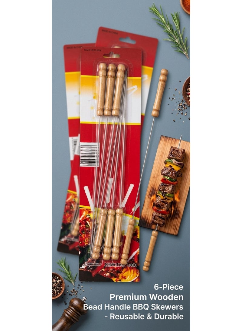 إل تي أر LTR L1001 BBQ Skewer Set – 6-Piece Stainless Steel Set, 42cm, Reusable & Durable - Image 2