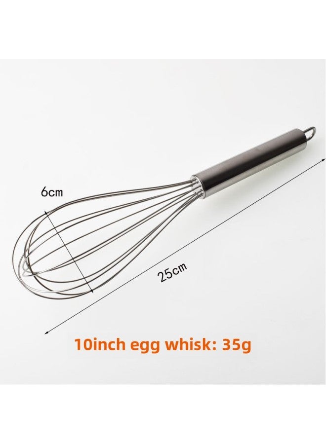 Manual Stainless Steel Silicone Egg Beater 8 Inch 10 Inch 12 Inch Cream Whisk Baking Tool Cake Making Kitchen Gadget-Color:10 Inch Egg Beater - Image 1