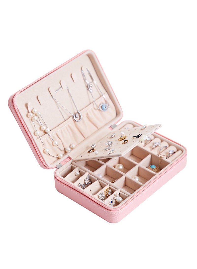 xozgdovg Earrings Jewelry box Zipper earrings ring Jewelry storage box Pink 