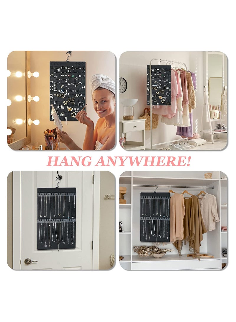Dual-Sided Jewelry Organizer for Earrings and Necklaces - Holds Up to 300 Pairs of Earrings and 30 Necklaces - Large Door or Wall Hanging Storage Solution - Image 4