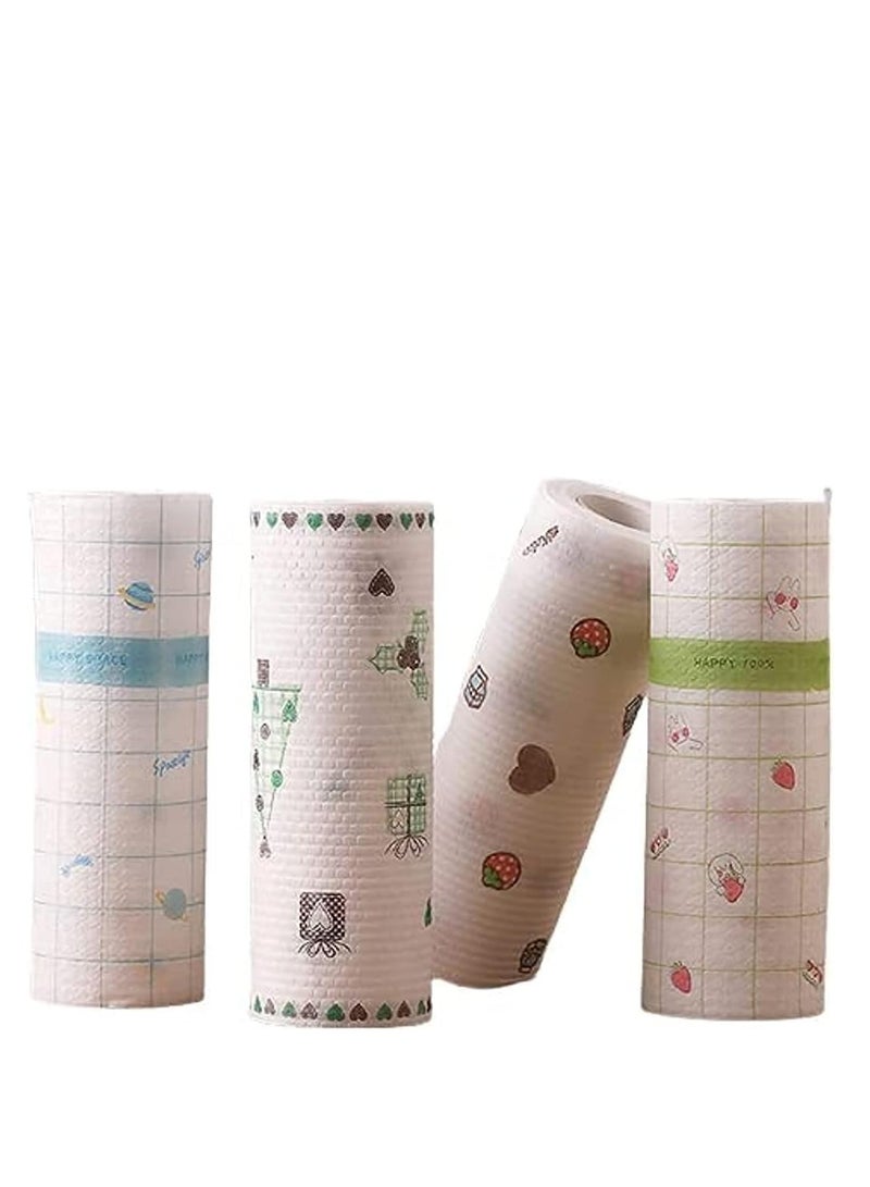 بكرة مناديل مطبوعة غير منسوجة وقابلة لإعادة الاستخدام وقابلة للغسل للمطبخ (100 ورقة) - Image 1