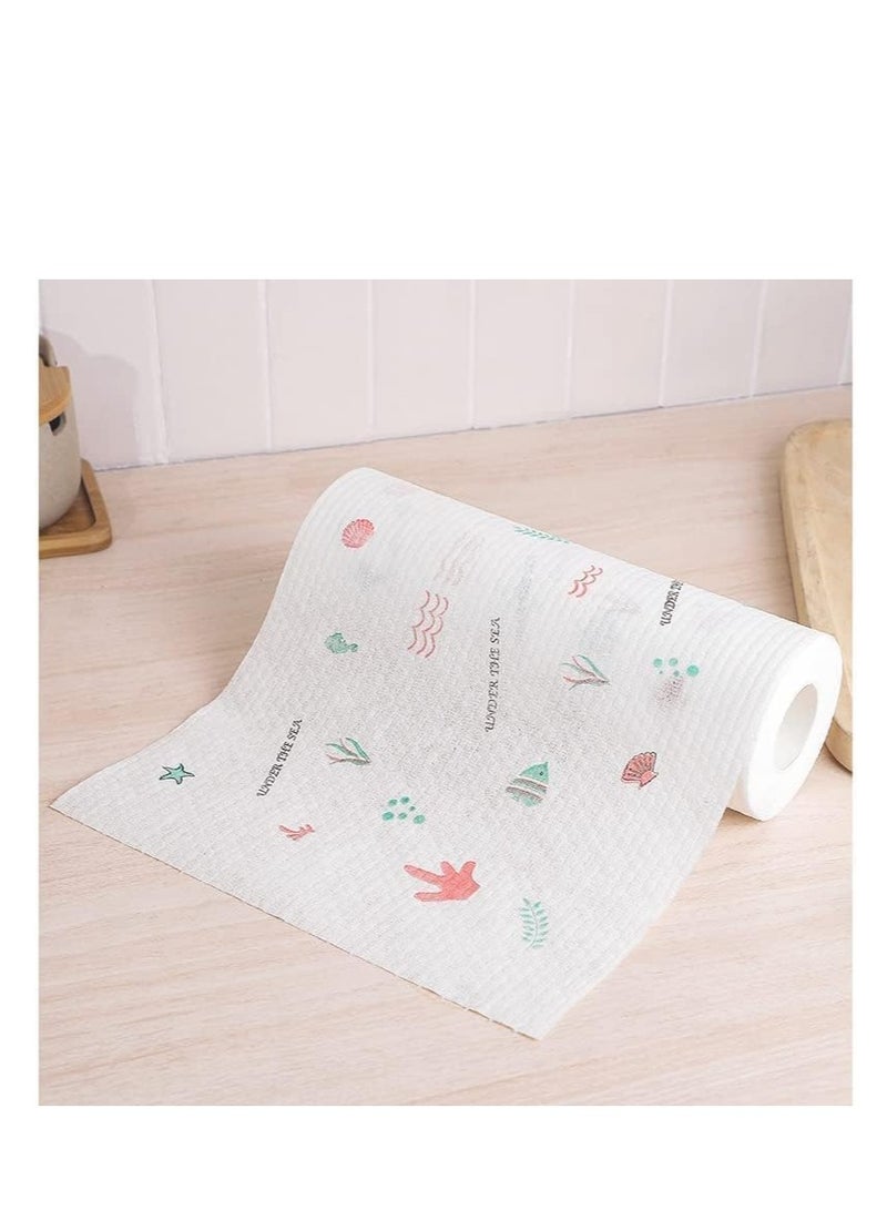 بكرة مناديل مطبوعة غير منسوجة وقابلة لإعادة الاستخدام وقابلة للغسل للمطبخ (100 ورقة) - Image 4