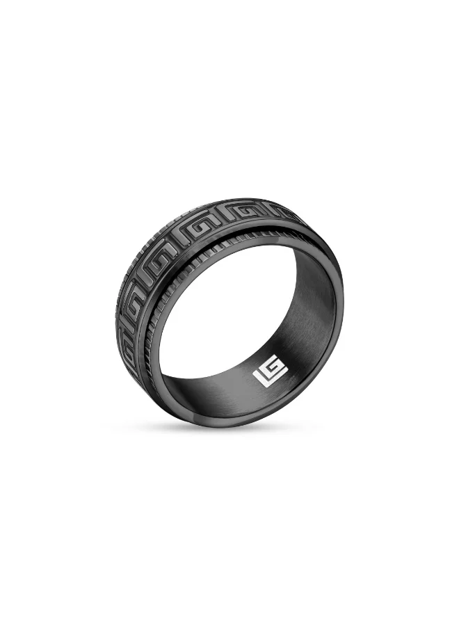 Guy Laroche Charlie.4 Black Ring with Engraved GL Logo for Men