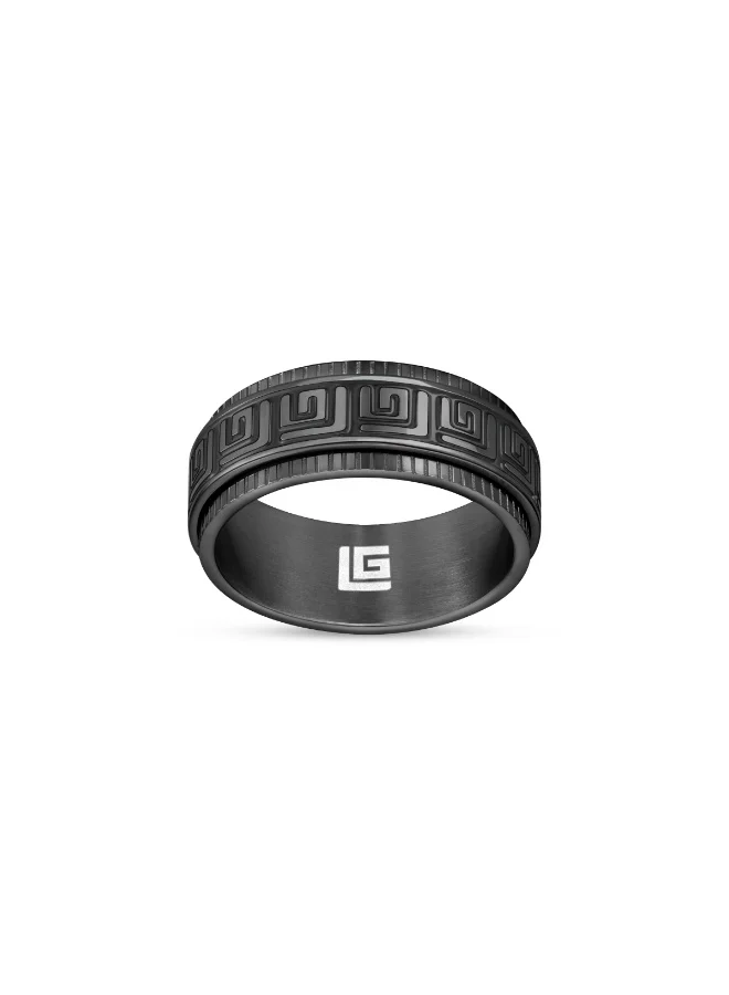 Guy Laroche Charlie.4 Black Ring with Engraved GL Logo for Men