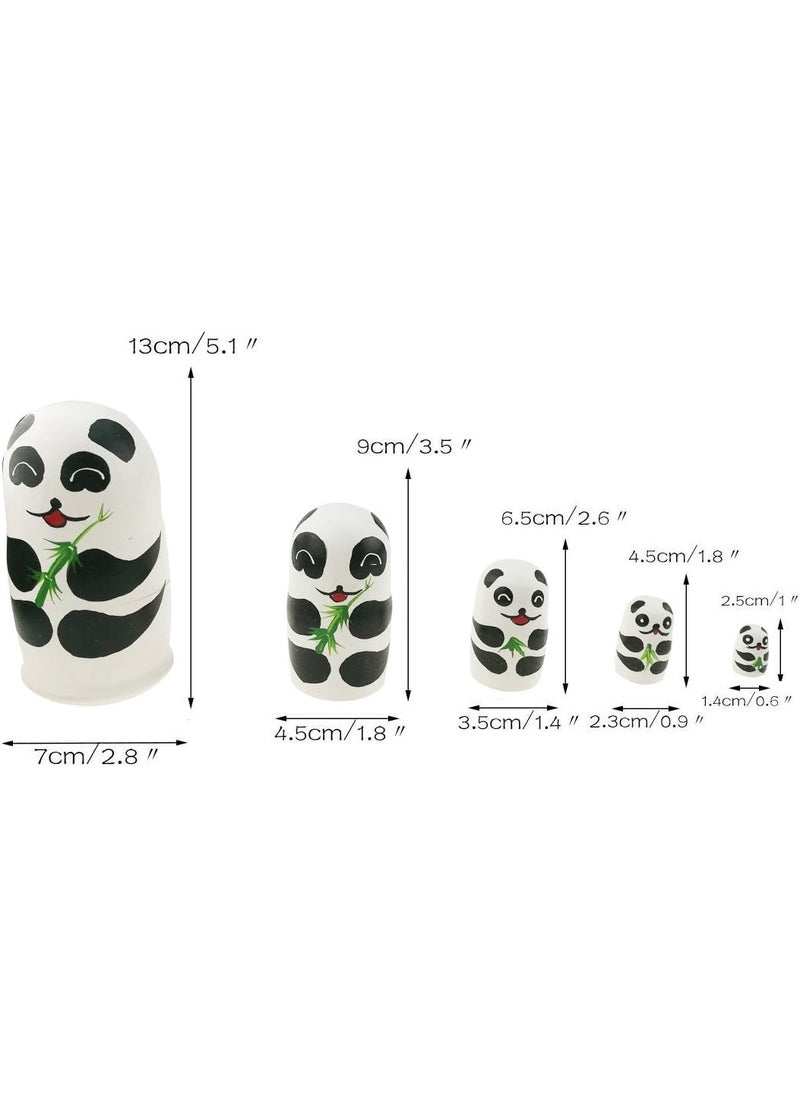 Winterworm Winterworm 51 Cartoon Panda Russian Wooden Nesting Dolls for Kids Handmade Paints Stacking Toys Matryoshka Dolls 5 Pieces Panda Bear Party Supplies Cultural Keepsakes  - Image 4