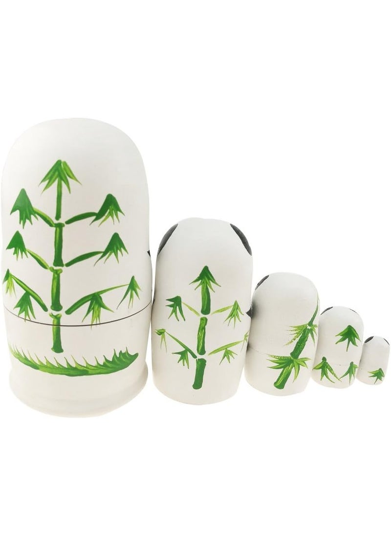 Winterworm Winterworm 51 Cartoon Panda Russian Wooden Nesting Dolls for Kids Handmade Paints Stacking Toys Matryoshka Dolls 5 Pieces Panda Bear Party Supplies Cultural Keepsakes  - Image 5