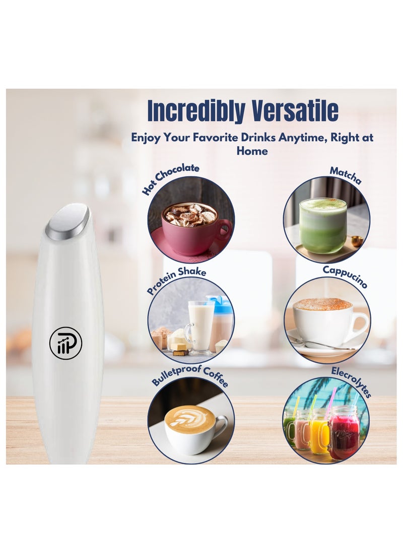 Prime Perks - Prime Perks® | Double Whisk Milk Frother with Stand, Coffee Mixer, Handheld Foam Maker with Stainless Electric Whisk For Coffee, Cappuccino, Latte, Frappe, Matcha, Hot Chocolate - Image 1