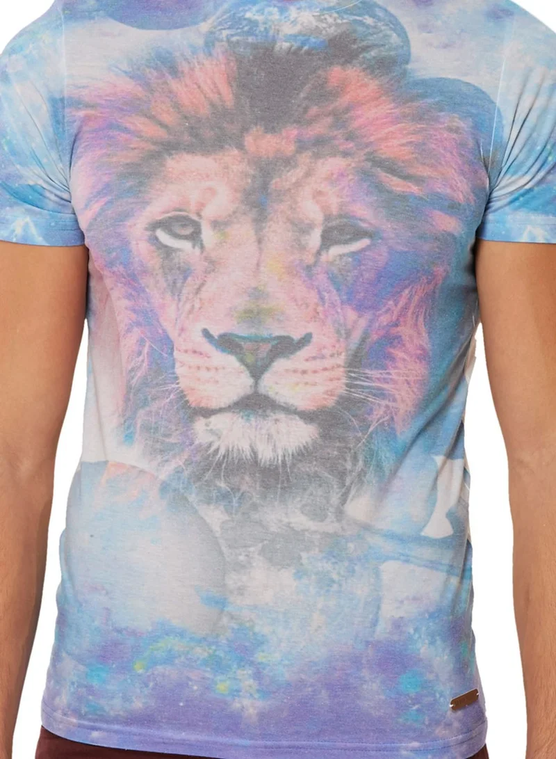 BRAVE SOUL Scar Lion Print T-Shirt