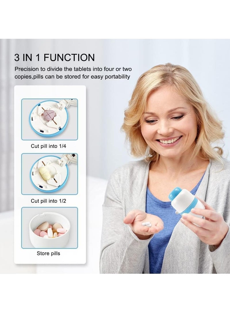 خاجول قطاعة حبوب الدواء مع شفرة مخفية من الستانلس ستيل لقطع الحبوب الصغيرة او الحبوب الكبيرة في نصف او ربع، مناسبة لقطع الفيتامينات والأقراص، محمولة للخروج أو السفر - Image 5