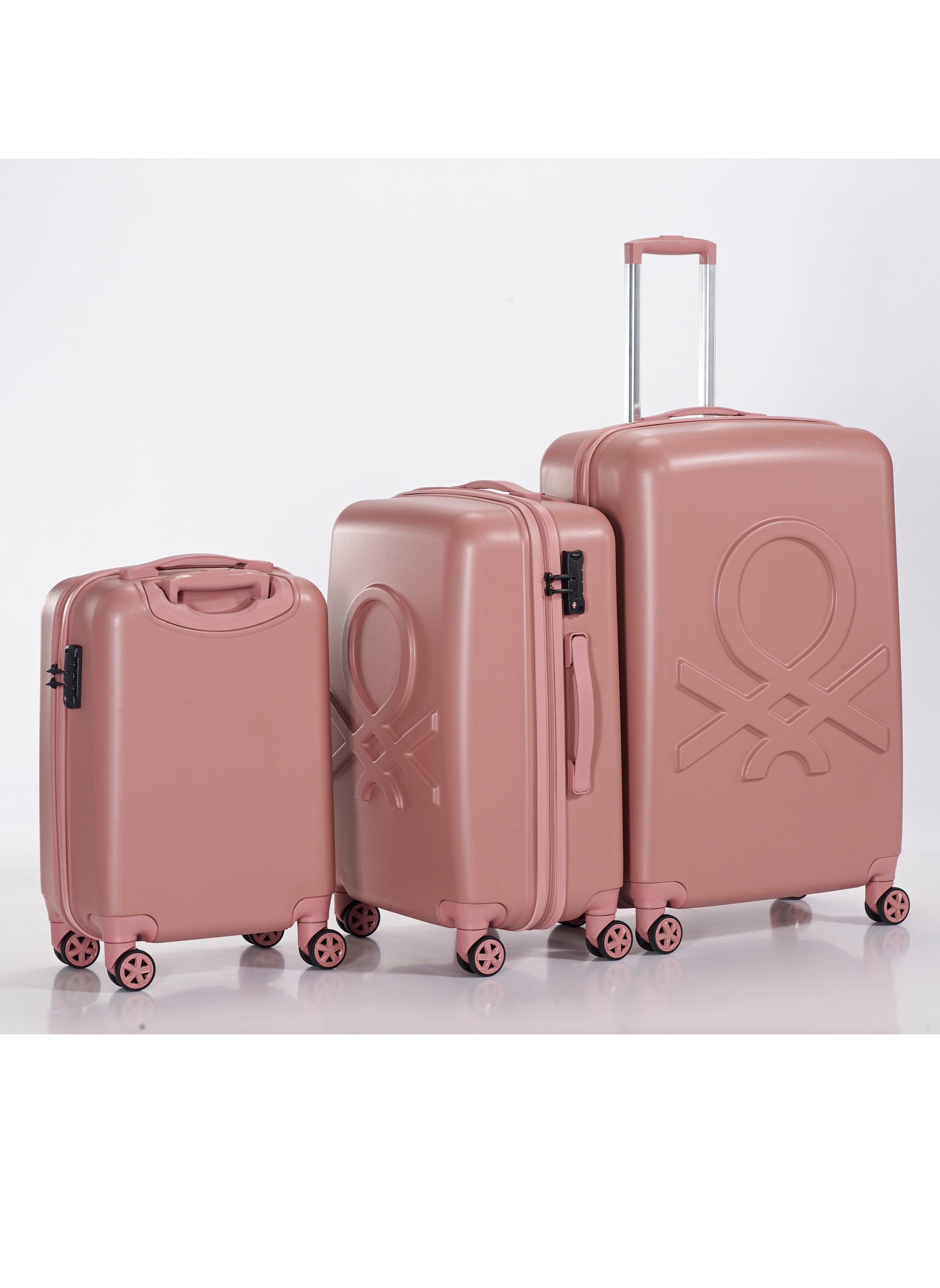 Premium Quality Set of 3 Luggage with TSA Lock| Material- Acrylonitrile Butadiene Styrene| Adjustable Trolley Handle | Smooth Dual Wheels 360degree rotate| Cabin, Medium, Large| Rose Gold 