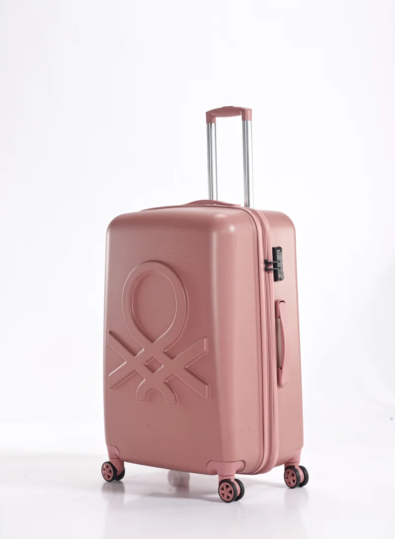 UNITED COLORS OF BENETTON BNTA-202 Premium Quality Set of 3 Luggage with TSA Lock| Material- Acrylonitrile Butadiene Styrene| Adjustable Trolley Handle | Smooth Dual Wheels 360degree rotate| Cabin, Medium, Large| Rose Gold