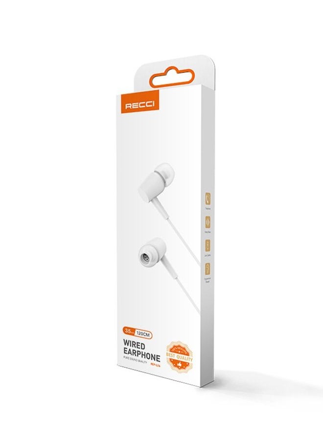 Recci - Wireless Earbuds Fixed Wearing Suitable For Ear Channels And Slip Resistant, 3.5mm Port, TPE Wire Length 120cm, WhiteREP-L06 - Image 1