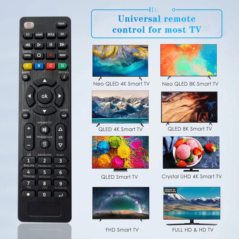 Universal TV Remote Control for All Samsung LG Sony Philips Sharp Panasonic Smart TV TCL HAIER Toshiba Hitachi TV Remote Universal with Netflix 3D APPS Buttons - Image 4