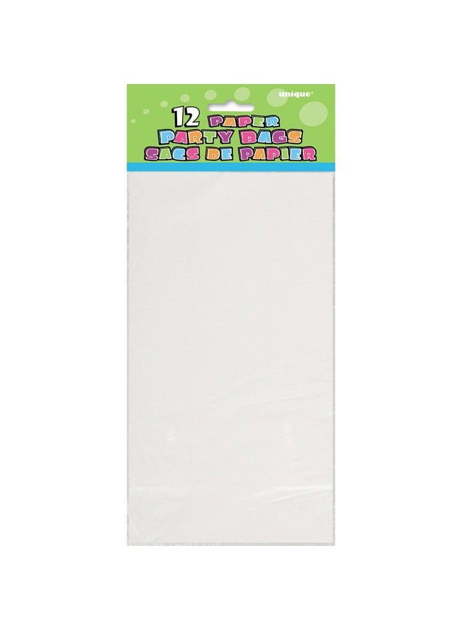 Unique Party 59011 - White Paper Party Bags, Pack of 12 - Image 2