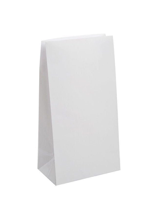 Unique Party 59011 - White Paper Party Bags, Pack of 12 - Image 1
