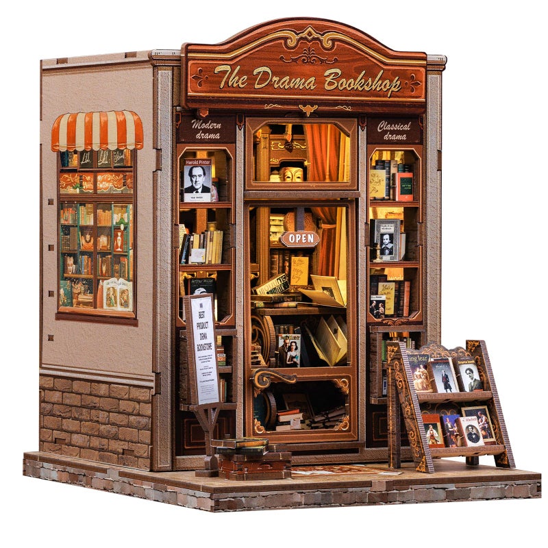 CUTEBEE Book Nook Kit DIY Miniature House Dollhouse Kit for Adults and Teens Booknook Tiny House Bookshelf Decor 3D Wooden Puzzle Gifts for Family Friends Drama Bookshop - Image 2