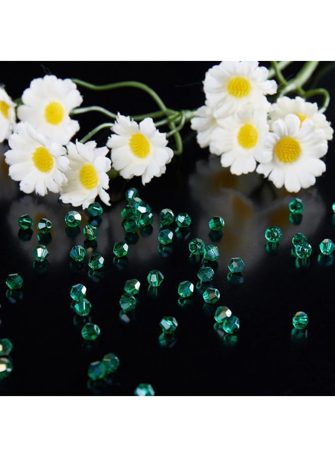 Laopottbeads 1100قطعة خرز زجاجي بلوري بيكون بزاوية 4مم لصناعة المجوهرات، خرز صغير متألق لصانعي الزينة، أساور يدوية ومشاريع حرفية (أخضر مالاكيت) - Image 3