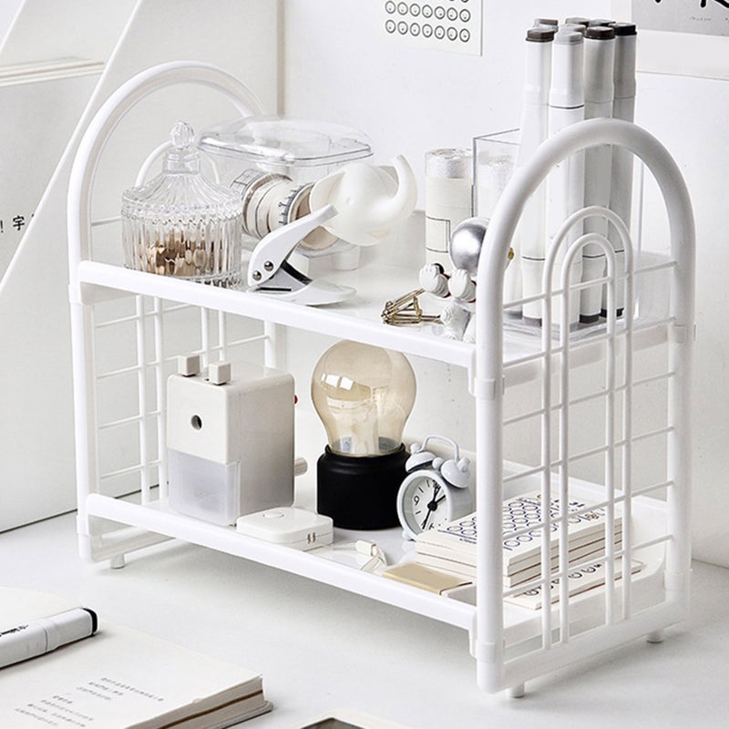 Simple Double Layer Desktop Storage Rack Desk Mini Bookshelf Storage Shelf for Dormitory Office - Image 5