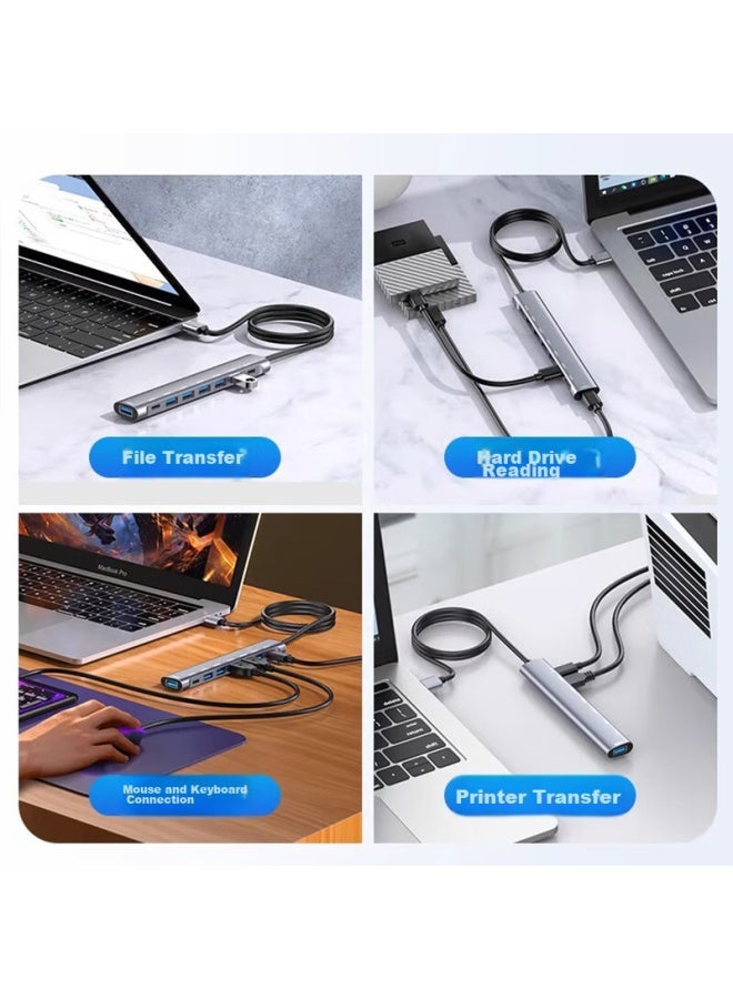 Union Star Youlianxing Usb Hub Splitter 8 Ports 1.2m Usb3.0 Expansion Hub Duplicator Compatible With Apple, Huawei, Desktop Computers, Laptops, Mouse, Keyboard, Hard Drive - Image 5