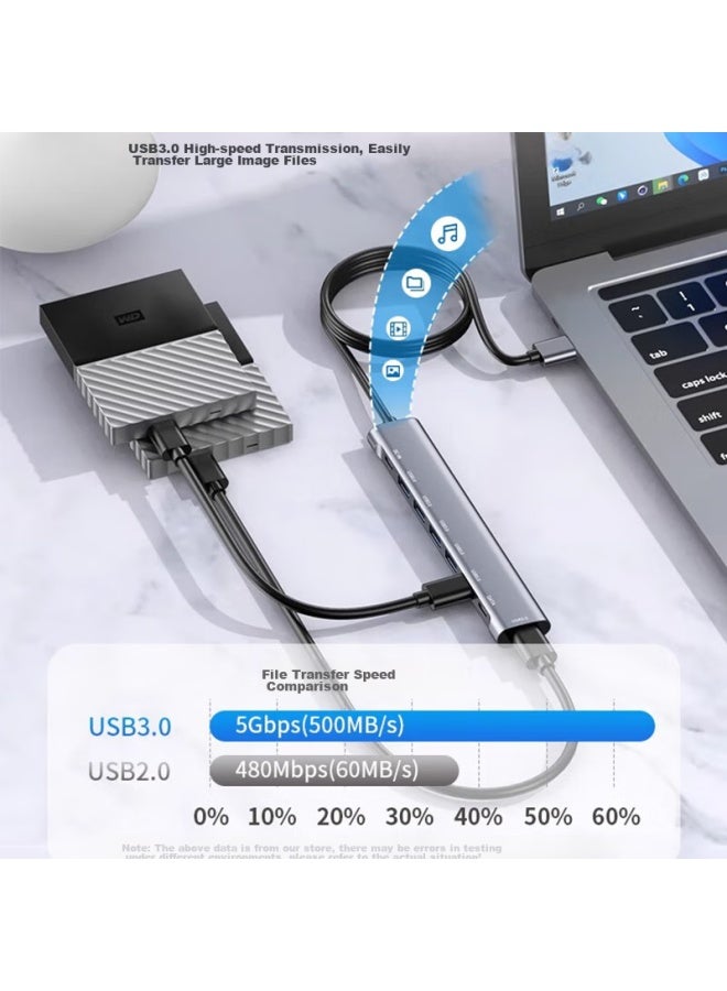 Union Star Youlianxing Usb Hub Splitter 8 Ports 1.2m Usb3.0 Expansion Hub Duplicator Compatible With Apple, Huawei, Desktop Computers, Laptops, Mouse, Keyboard, Hard Drive - Image 4