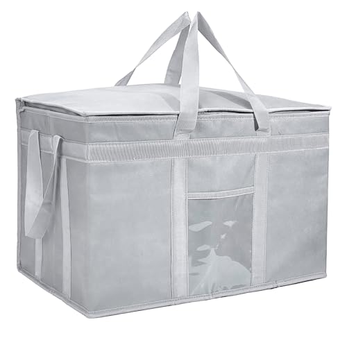 Yalin XXXL Large Insulated Cooler Bag, Styrofoam Cooler of Keep Food Hot or Cold, Reusable Double Zipper Food Delivery Bag for Grocery Shopping, 23" W x 15" H x 14" D (Grey, 3XL) - Image 1