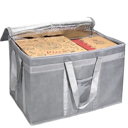 Yalin XXXL Large Insulated Cooler Bag, Styrofoam Cooler of Keep Food Hot or Cold, Reusable Double Zipper Food Delivery Bag for Grocery Shopping, 23" W x 15" H x 14" D (Grey, 3XL) - Image 2