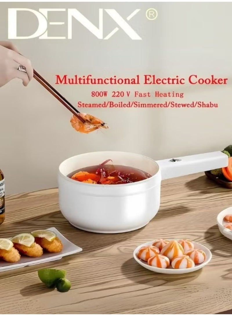 2L Electric Hot Pot with Steamer & Temperature Control, Non-Stick Electric Cooker , Electric Skillet, Frying Pan, Electric Saucepan, for Noodles, Egg, Steak, Oatmeal