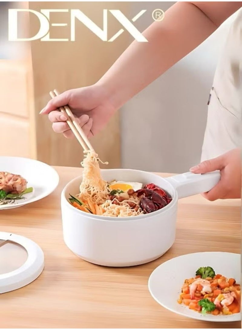2L Electric Hot Pot with Steamer & Temperature Control, Non-Stick Electric Cooker , Electric Skillet, Frying Pan, Electric Saucepan, for Noodles, Egg, Steak, Oatmeal