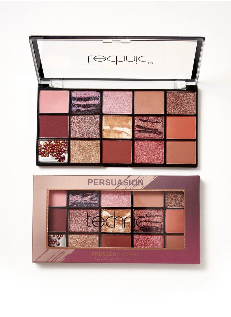 Technic 15 shades pressed pigments eyeshadow palette- Persuasion  - Image 1