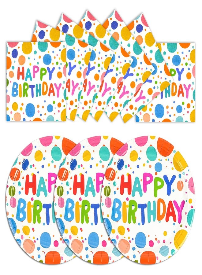 EVYIENEN 40PCS Happy Birthday Party Plates and Napkins,Includes Disposable Paper Plates and Napkins Birthday Dots Design Party Supplies for Adults and Kids Decorations (20 Guests ) - Image 1