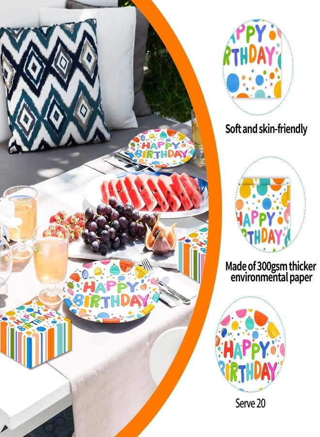 EVYIENEN 40PCS Happy Birthday Party Plates and Napkins,Includes Disposable Paper Plates and Napkins Birthday Dots Design Party Supplies for Adults and Kids Decorations (20 Guests ) - Image 3
