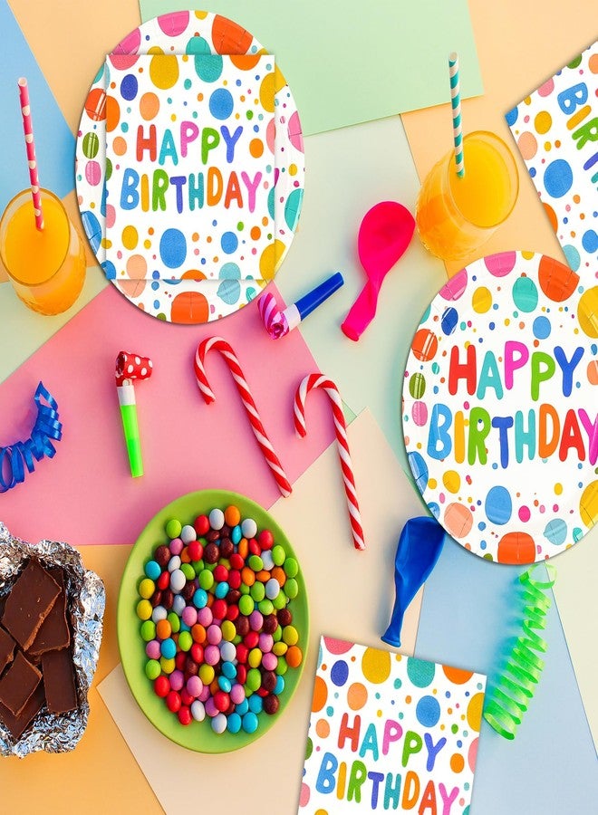 EVYIENEN 40PCS Happy Birthday Party Plates and Napkins,Includes Disposable Paper Plates and Napkins Birthday Dots Design Party Supplies for Adults and Kids Decorations (20 Guests ) - Image 5