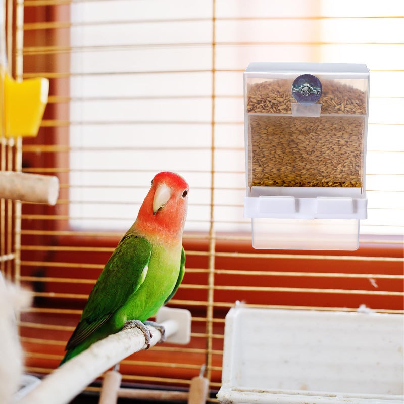 GlikCeil 8 Pcs No Mess Bird Feeder Parrot Automatic Feeder Bird Seed Container Water Dispenser for Parakeet Seed Food Container Cage Accessories for Canary Cockatiel Finch - Image 5