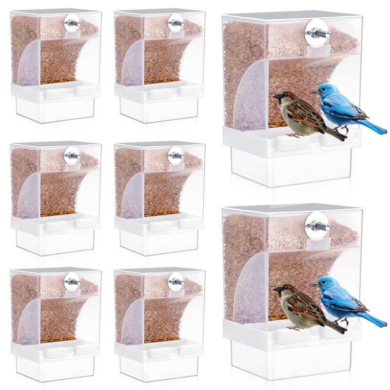 GlikCeil 8 Pcs No Mess Bird Feeder Parrot Automatic Feeder Bird Seed Container Water Dispenser for Parakeet Seed Food Container Cage Accessories for Canary Cockatiel Finch - Image 1