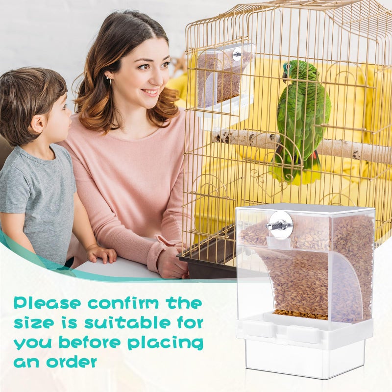 GlikCeil 8 Pcs No Mess Bird Feeder Parrot Automatic Feeder Bird Seed Container Water Dispenser for Parakeet Seed Food Container Cage Accessories for Canary Cockatiel Finch - Image 4