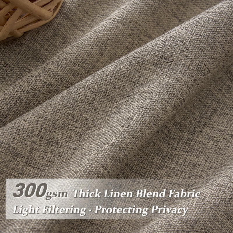 PleatedDrapes Thick Linen Pinch Pleated Sheer Curtains 96 Inches Long 2 Panels Set for Living Room Bedroom, Memory Trained Pinch Pleat Dark Flax Boho Drape Light Filtering Privacy Sliding Glass Door Burg 8ft Length - Image 3