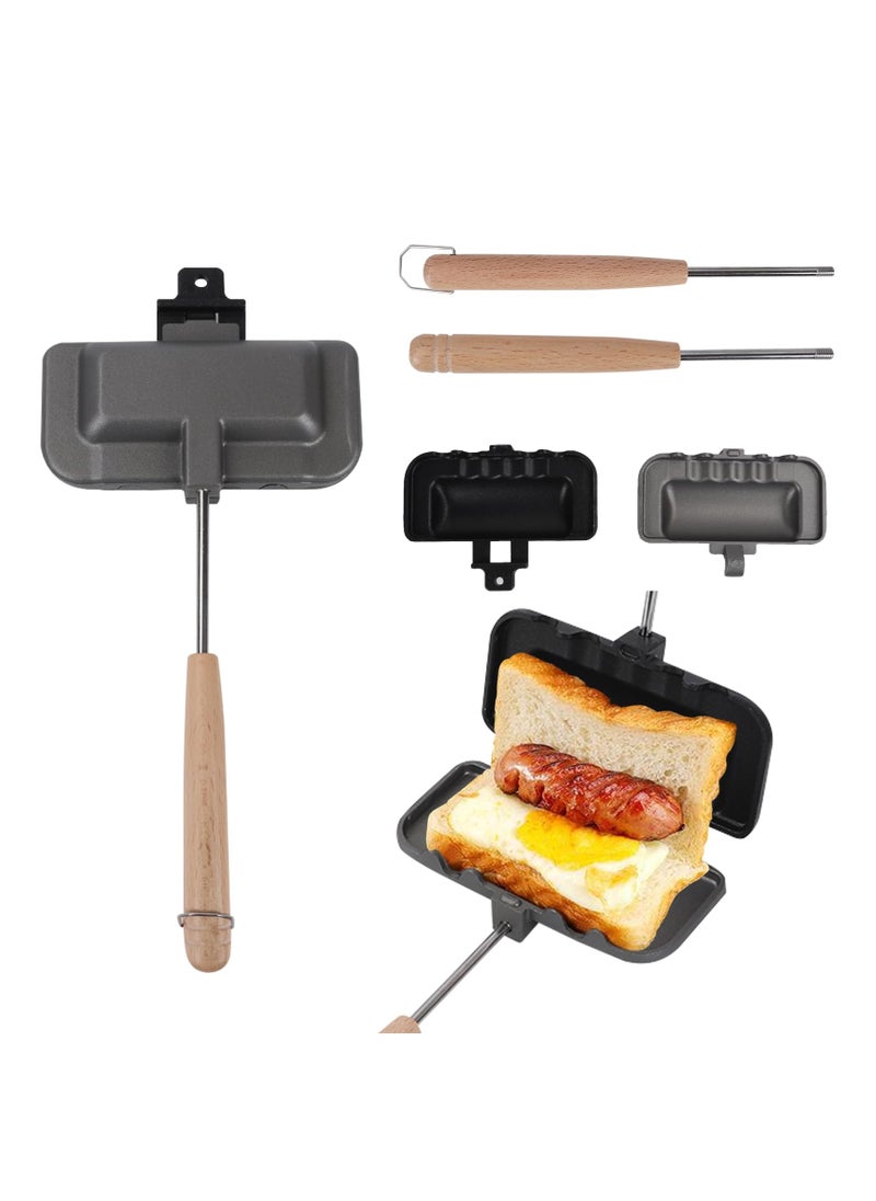 XiuWoo - Hot Sandwich Maker, 4w1h Double Sided Sandwich Bread Pan, Hot Dog Toaster, Double Sided Pan, Grilled Cheese Maker Non-Stick Sandwich Maker, Flip Grill Pan for Breakfast Pancakes, Toast, Omelette - Image 1