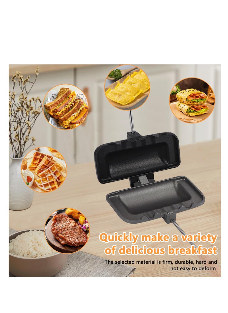 XiuWoo - Hot Sandwich Maker, 4w1h Double Sided Sandwich Bread Pan, Hot Dog Toaster, Double Sided Pan, Grilled Cheese Maker Non-Stick Sandwich Maker, Flip Grill Pan for Breakfast Pancakes, Toast, Omelette - Image 1