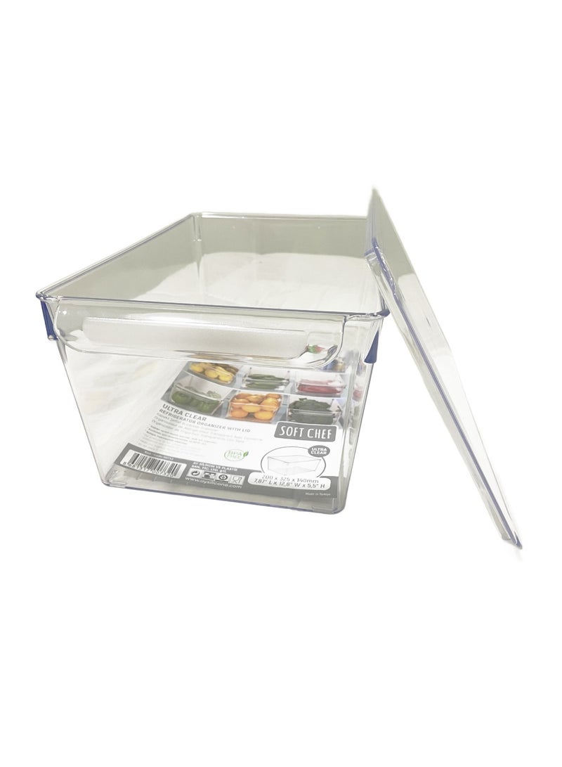 MAXQON Fridge Storage Organiser With Lid Tranparent Large (32x20x14cm) - Image 5