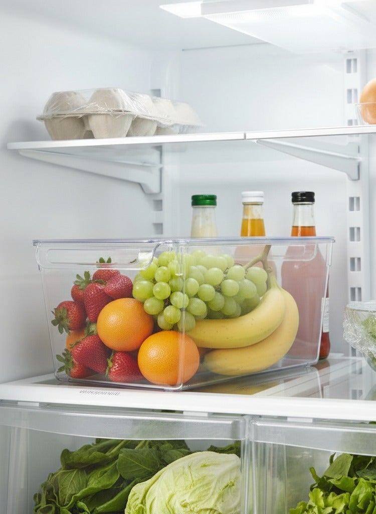 MAXQON Fridge Storage Organiser With Lid Tranparent Large (32x20x14cm) - Image 1