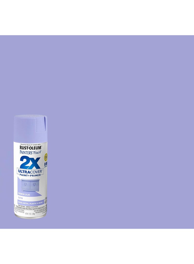 RUST-OLEUM 12oz Painter’s Touch 2X Ultra Cover Satin Spray Paint - French Lilac - Image 4