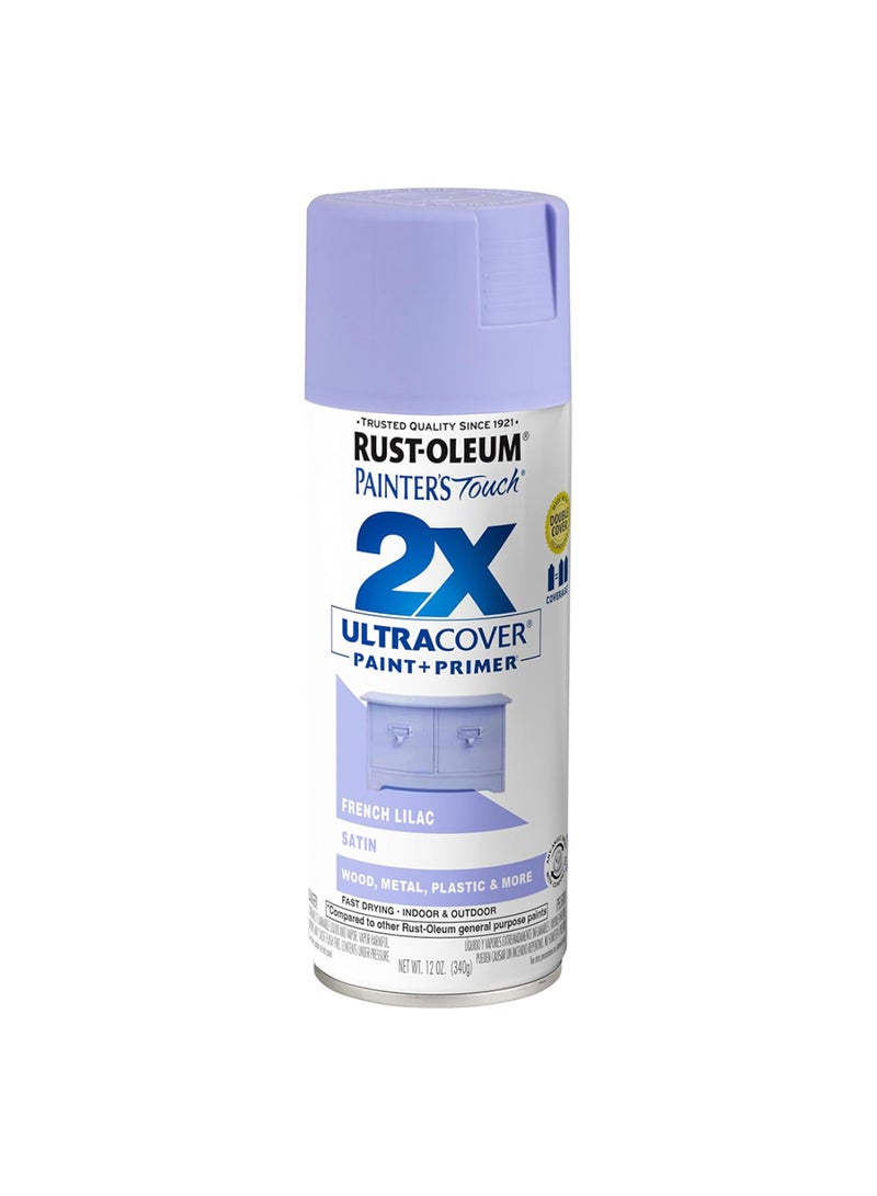 RUST-OLEUM 12oz Painter’s Touch 2X Ultra Cover Satin Spray Paint - French Lilac - Image 1