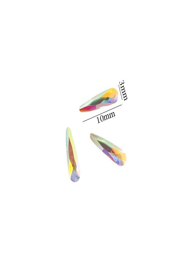 Honbay 100PCS 3x10mm Crystal AB Flat Back Rhinestones Super Shiny Raindrop Shaped Gems Diamonds for Nail Art, DIY Crafts, Phone, Clothes, Shoes and More - Image 2
