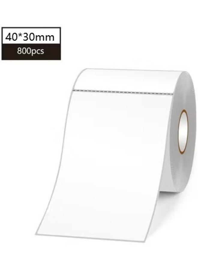 Beone 40*30MM*800PCS Thermal Label Paper Rolls Waterproof Oil-Proof White - Image 1