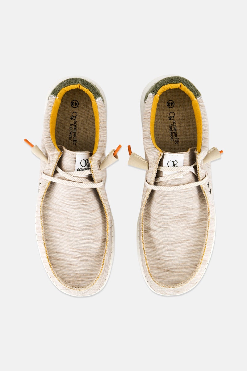 Ocean Pacific Men Heather Lace Up Shoes, Light Beige - Image 2