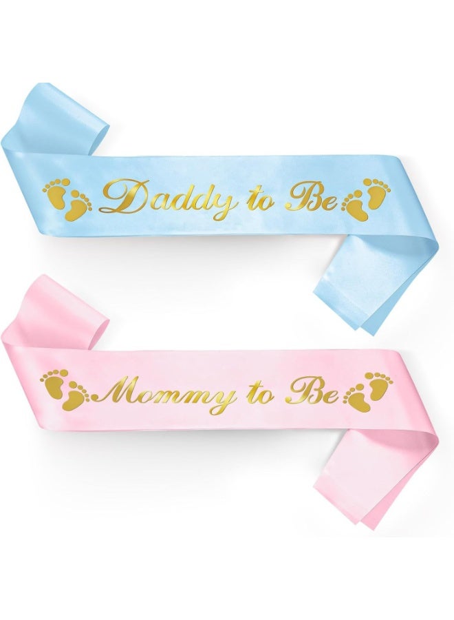 4Pcs Mommy to be Sash Tinplate Badge Baby Gender Reveal Party Pack, Daddy to be Badge for Baby Shower Boy or Girl Gender Reveal Party Supplies - Image 2