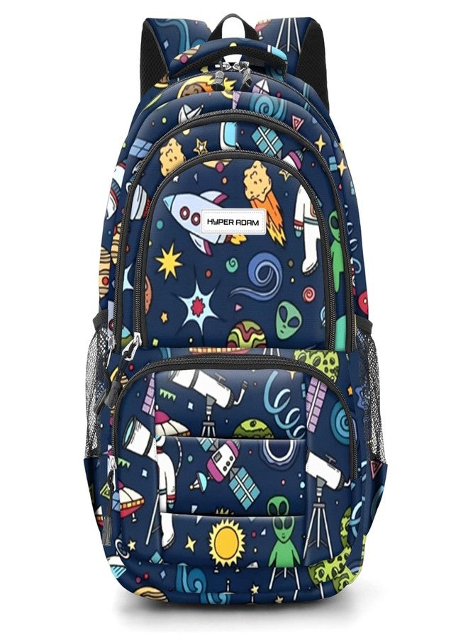Hyper Adam School Bag College Back Pack Space Theme Travel Backpacks for Office Tution Hiking Multipurpose Daypack Bag for Boys & Girls HA-114 - Image 1