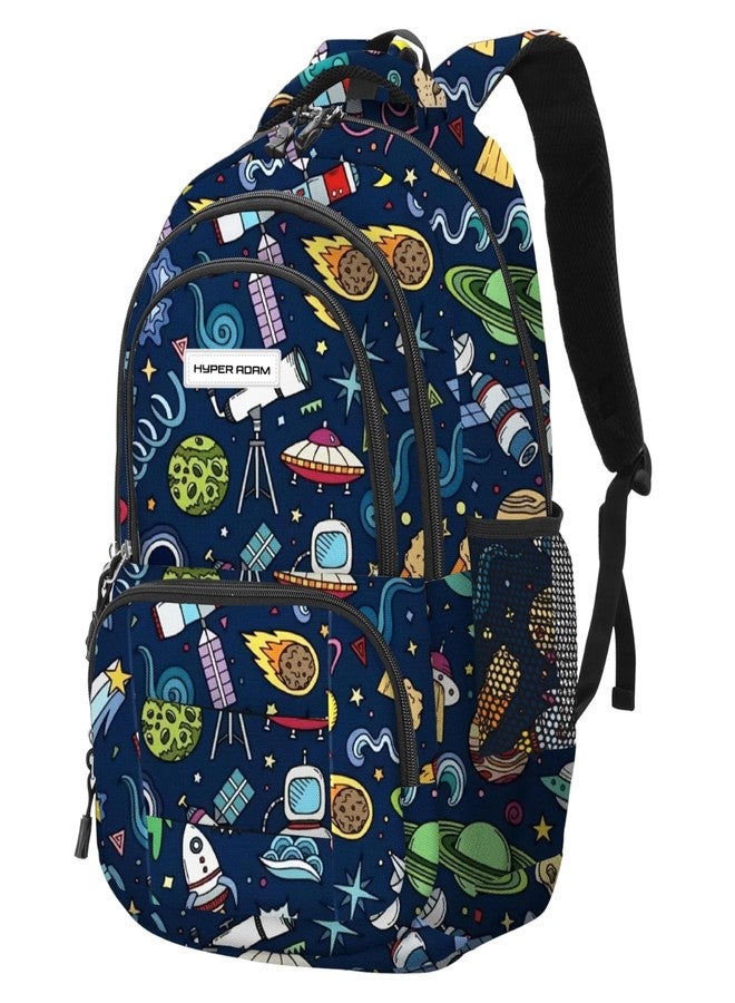 Hyper Adam School Bag College Back Pack Space Theme Travel Backpacks for Office Tution Hiking Multipurpose Daypack Bag for Boys & Girls HA-114 - Image 3
